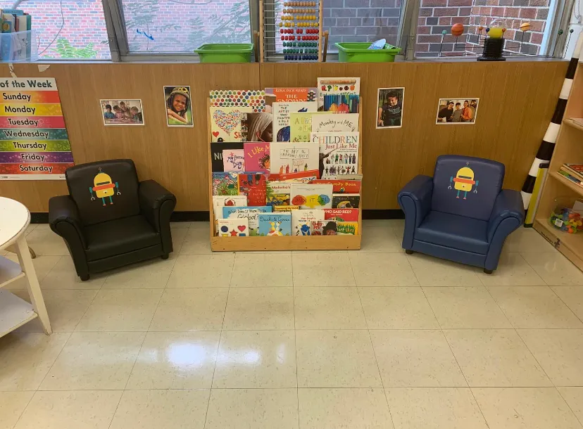Reading corner at Humbercrest Nursery School